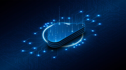 Abstract cloud technology circuit board. Large data center concept. modern cloud storage technology innovation concept background	
