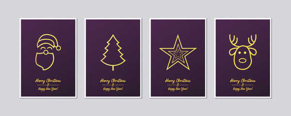 Minimalist christmas santa claus vector icon on dark purple background
