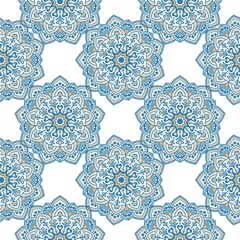 seamless pattern, black and white, monochrome, mandala, floral, lotus flower, repeating background, ornamental, decorative, oriental, Indian, ethnic, tribal, bohemian, boho, wallpaper, textile design,