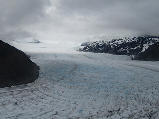 Juneau Alaska, Mendenhall Glacier view from helicopter.