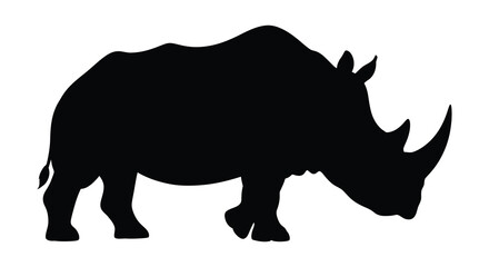A striking black rhino side profile illustration showcasing its powerful form and unique horn silhouette