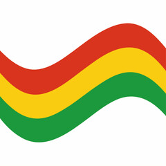 Wavy graphic design with red, yellow, and green stripes on a white background