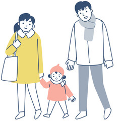 お出かけする家族