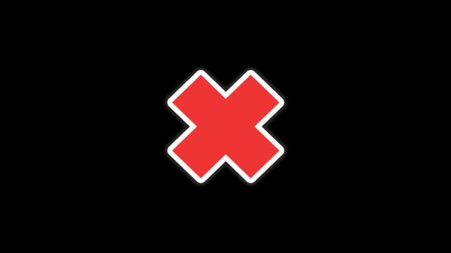 RED cross mark symbol for wrong or delete concept isolated on transparent background.