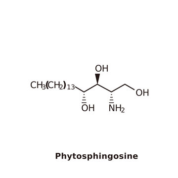 Structural formula of phytosphingosine. Chemical substance. Cosmetics. Moisturizing. Anti-inflammatory effect. Aging. Hydration.