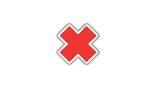 RED cross mark symbol for wrong or delete concept isolated on transparent background.