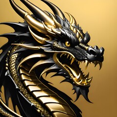 golden metal dragon head. illustration.