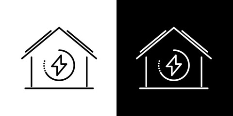Iconic representation of a house with a lightning bolt symbol, symbolizing energy and power generation