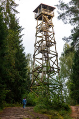 Wooden Observation Tower in Forest