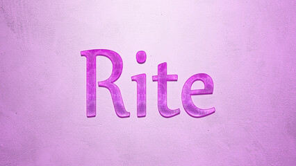 Purple text effect of word Rite on light background.