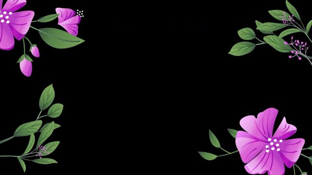 Floral Frame Background Animation Transparent Background Alpha Channel