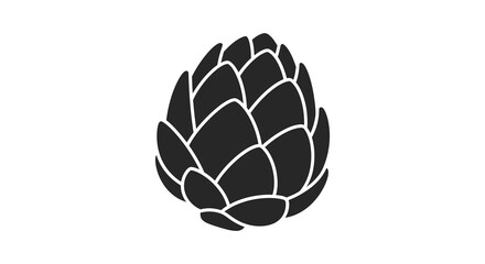 A striking black and white illustration of an artichoke s form a botanical silhouette