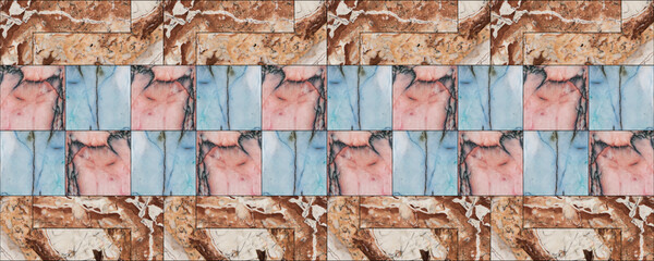 Geometric seamless texture. Mosaic tile. Stained glass style. Oriental tracery. For ceramic tile, wallpaper, linoleum. Textile, rug, carpet, tapestry. For website design. Stone. Mosaic, inlay.