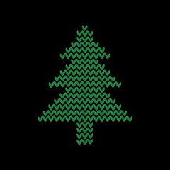 Fototapeta premium Knitted evergreen tree illustration