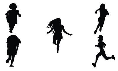 Children Running Silhouette Design Collection