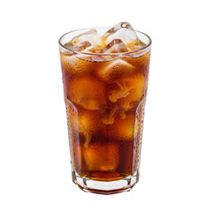 Chilled Iced Coffee in Glass with Ice Cubes Isolated on Transparency
