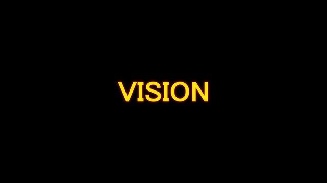text animation title VISION transparent background