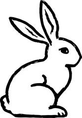 Easter Bunny Charcoal Sketch Vector Illustration. Cute Easter Rabbit Minimalist Contour Drawing. Chalk Illustration Sketch Hand Drawn Style for Greeting Card, Wall Art, Wallpaper, Home 