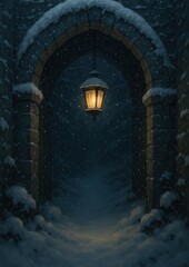 Mystical snowy archway lantern
