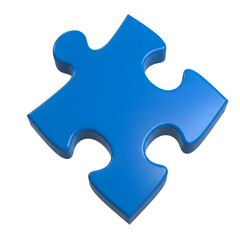 Obraz premium Shiny blue three dimensional jigsaw puzzle piece with smooth edges and glossy surface a conceptual graphic representation of problem solving or teamwork