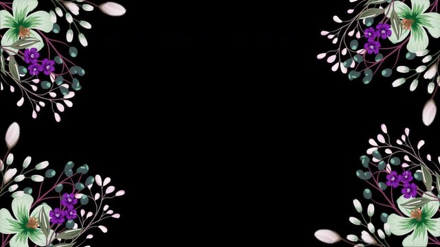 Floral Frame Background Animation Transparent Background Alpha Channel