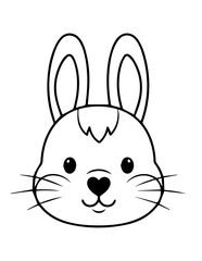 Fototapeta premium Cute cartoon easter bunny drawing vector illustration of a happy baby rabbit holding an egg for a fun spring holiday card