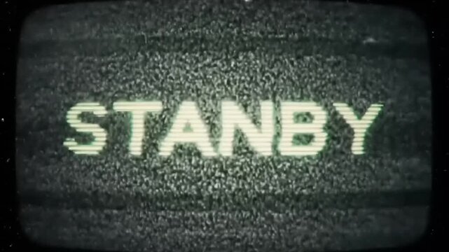 Retro television screen displaying the word standby with static interference.