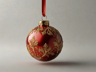 Textured Ruby Red Bauble. generative ai