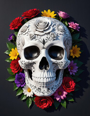 Fototapeta premium Porcelain Skull Blooming with Roses
