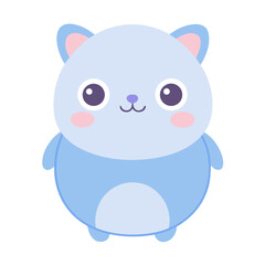 Obraz premium A cute blue animal cartoon character illustration with big eyes and pink cheeks