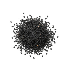 Close Up of Black Sesame Seeds on a Transparent Background