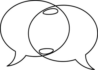 Two overlapping speech bubbles communication icon, isolated on transparent background.
Isolated Speech Bubbles
Two overlapping speech bubbles
