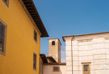 Pisa, Italy. Minimalistic cityscape with an ancient museum tower.