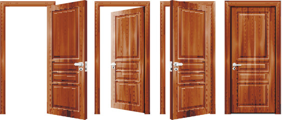 opened doors realistic set vector