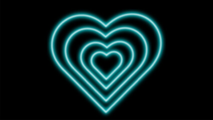 Neon heart shapes collection with various glowing effects - sparkling star dust, luminous outline, radiant burst and gleaming lines on transparent background. Romantic Valentine day decorations.