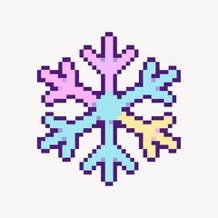 Fototapeta premium Colorful pixel snowflake illustration.