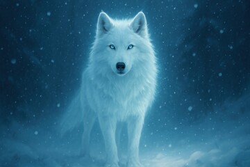 Fototapeta premium Majestic wolf in snowy forest.