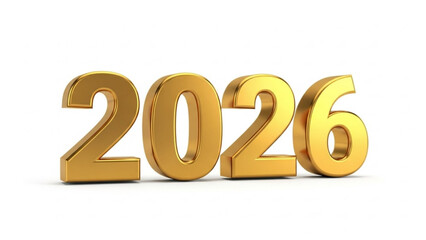 Golden 3D new year number illustration with celebration and calendar elements