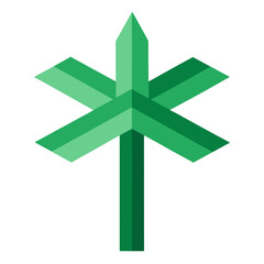 A minimalist green signpost icon illustrating multiple directional arrows pointing in different ways