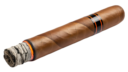 Brown Cuban cigar and lighter object isolated on PNG