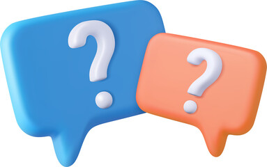 3d Speech bubble with question mark.