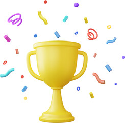 3d prize winner icon with golden cup,