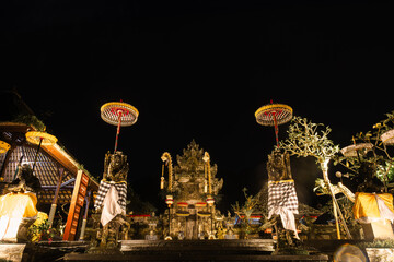 Balinese Temple at Night in Penglipuran Village