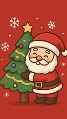 Festive cartoon Santa wallpaper.