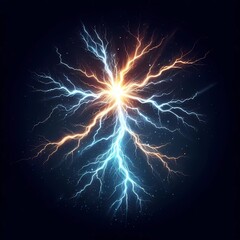 Realistic Rainbow Lightning Bolts with Bright Neon Power Effects,Generative AI