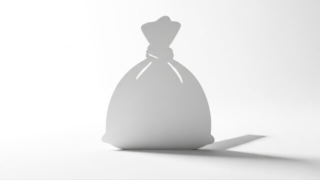 Mojo bag casting a soft shadow, isolated against a clean white background, symbolizing mystery and simplicity