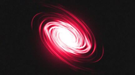 Red neon spiral galaxy swirling around a bright glowing core