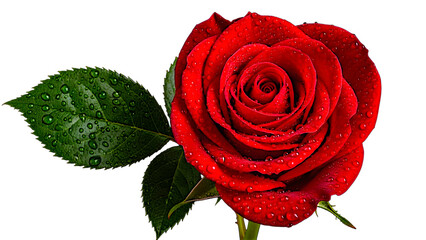 Dramatic close up of a vibrant red rose against a stark black background