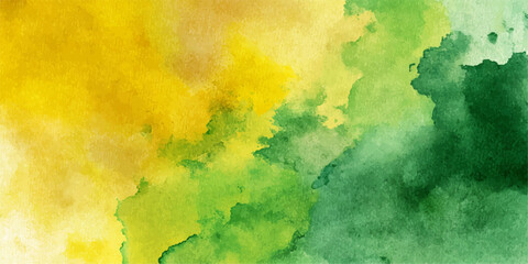 Abstract watercolor splash of vibrant yellow and green paint creating a textured organic background © DARK TRUST