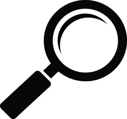 Magnifying glass silhouette icon search research investigation focus analysis finding vector